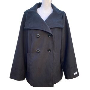 Calvin Klein Black Double Button Pea Coat Size Large